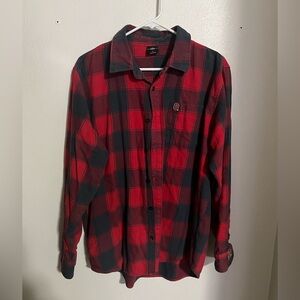 SCARLET & GRAY‎ Plaid The Ohio State University Button Down Red Black Women's L
